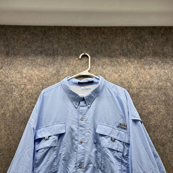 Columbia Shirt Men 4X Adult Blue Casual Button Down Vented Fishing Hike Pockets - Picture 2 of 11